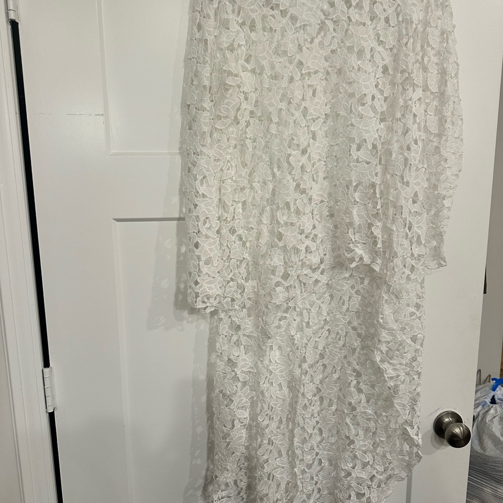 White Lace High Low Top